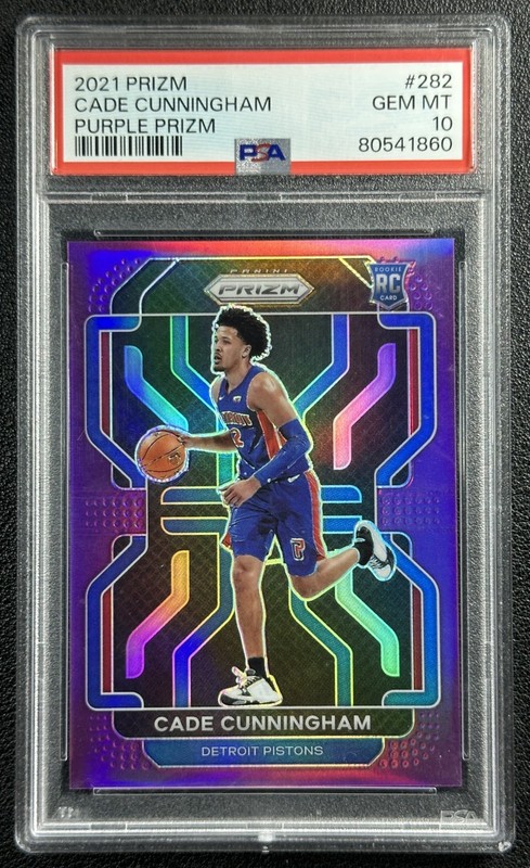 CADE CUNNINGHAM PSA 10 2021-22 PANINI PRIZM #282 ROOKIE PURPLE RC 73/99 PISTONS