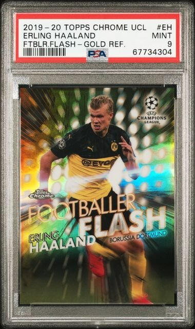 ERLING HAALAND Gold /50 2019-20 Topps Chrome CL FOOTBALLER FLASH PSA 9 Rookie Rc