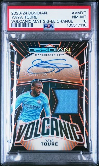 2023-24 Obsidian Soccer Yaya Toure Match Worn Patch Auto /49 PSA 8  Pop 1 #VM-YT
