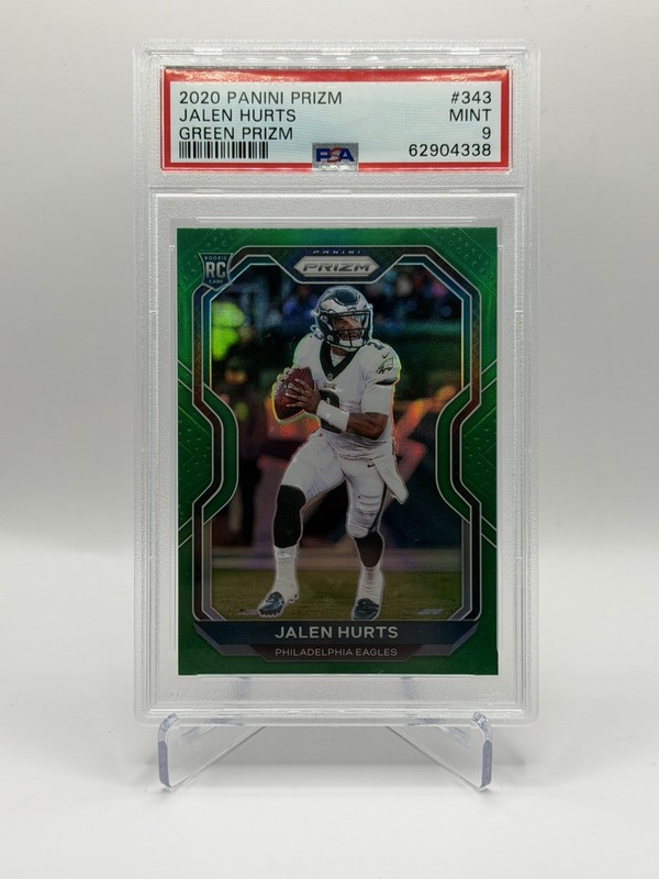 2020 Prizm Jalen Hurts RC Green Prizm Color Match Rookie #343 Eagles PSA 9