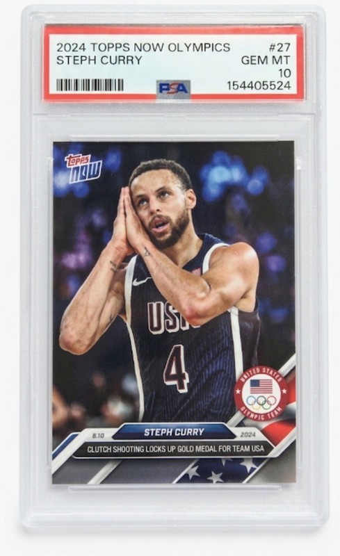 Stephen Curry 2024 Topps Now Olympics 'Night Night' USA Gold PSA 10 Gem