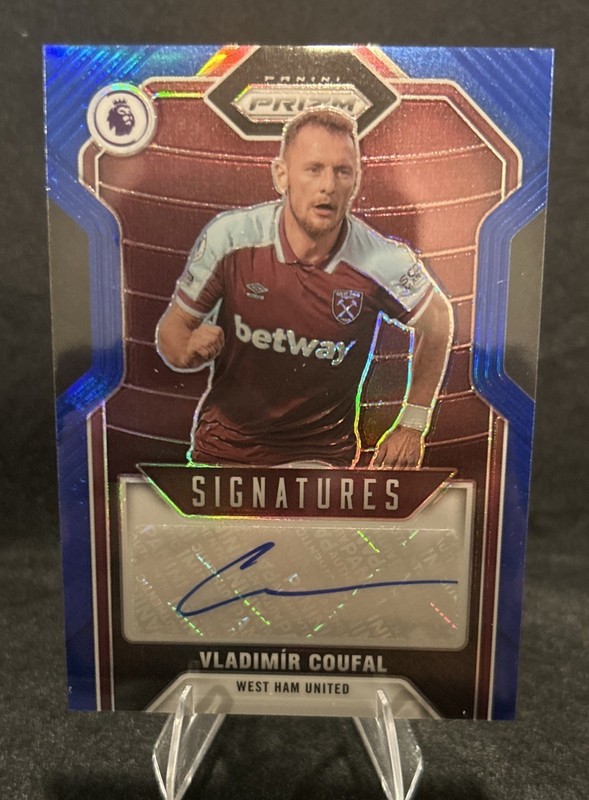 VLADIMIR COUFAL #S-VCL 2021-22 PRIZM PREMIER LEAGUE BLUE SHIMMER AUTO FOTL