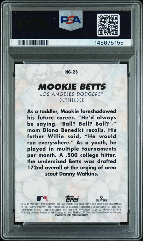 2025 Topps Mookie Betts Hidden Gems #HG23 Los Angeles Dodgers SP Gem Mint PSA 10 view 2