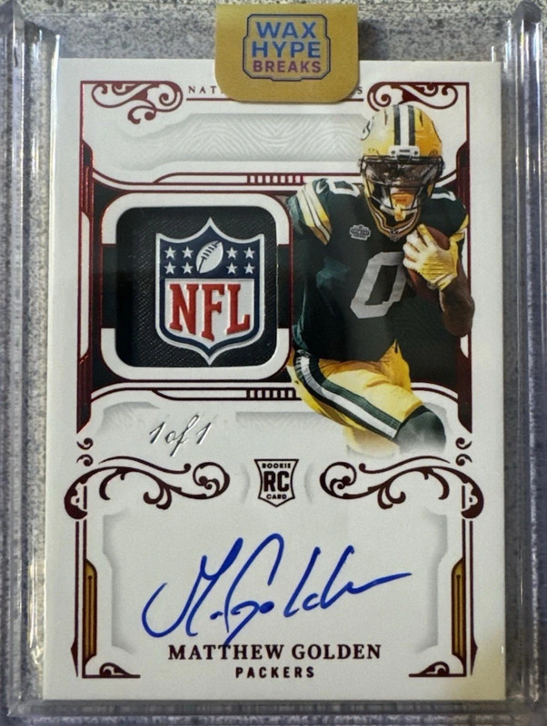 2025 NT Matthew Golden Rookie Gloves Auto 1/1 NFL Shield Packers RC