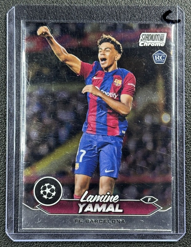 LAMINE YAMAL 2023-24 TOPPS STADIUM CLUB CHROME UEFA #27 ROOKIE RC BARCELONA C