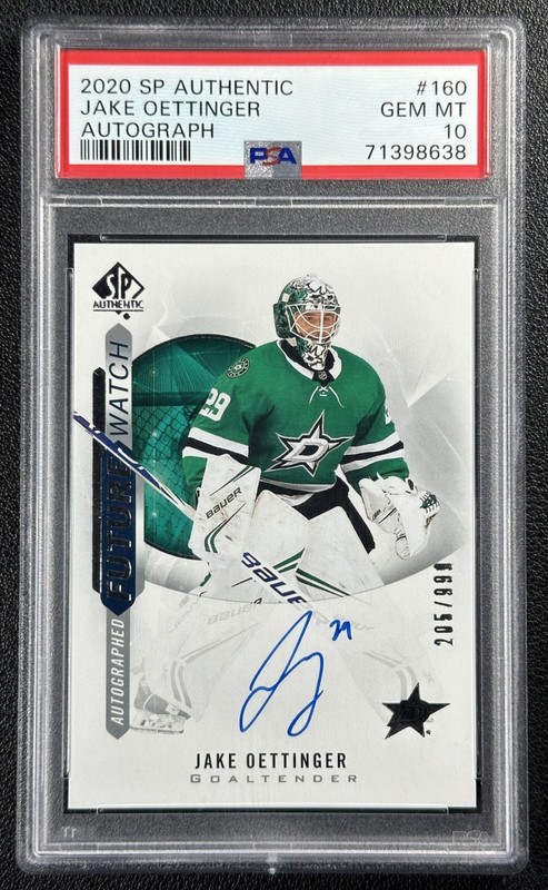 JAKE OETTINGER PSA 10 2020 SP AUTHENTIC #160 ROOKIE AUTO RC FUTURE WATCH 205/999