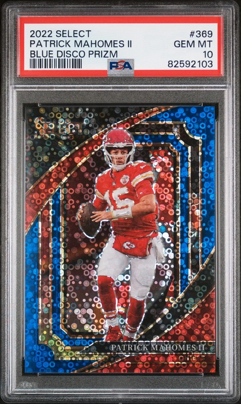 2022 Panini Select Patrick Mahomes Ii Blue Disco Prizm PSA 10