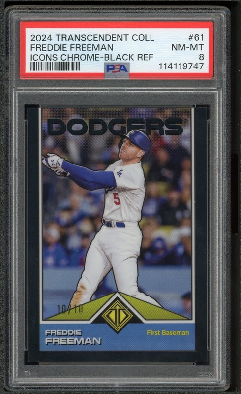 2024 Transcendent Icons Chrome Freddie Freeman 10/10 Black Ref Dodgers PSA 8