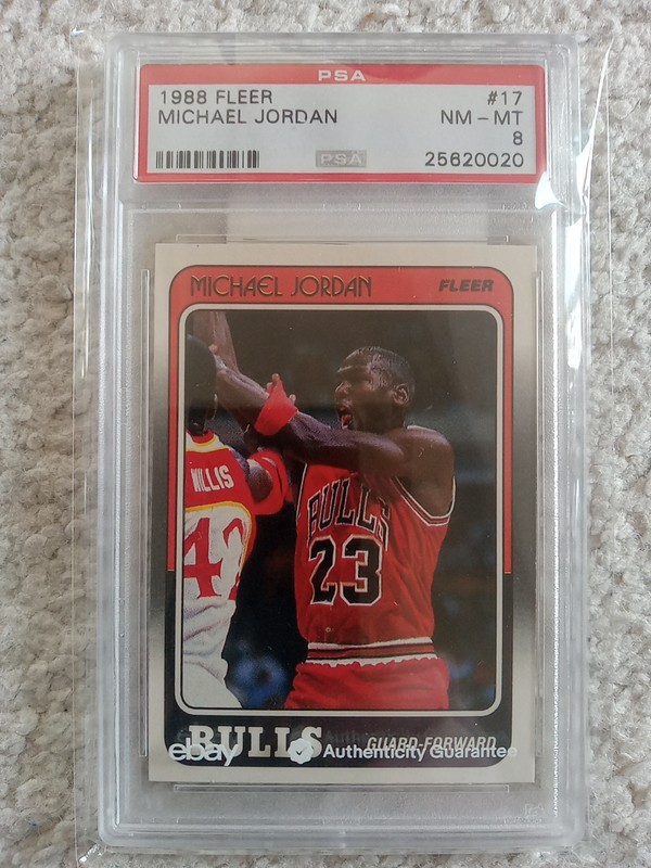 1988 FLEER #17 MICHAEL JORDAN BULLS HOF PSA 8