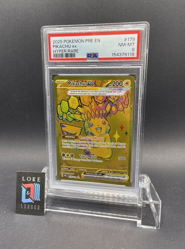 POKEMON PIKACHU EX #179 PRE EN-PRISMATIC EVOLUTIONS HYPER RARE PSA 8 2025