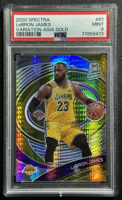 LEBRON JAMES PSA 9 2020-21 PANINI SPECTRA #81 VARIATION ASIA GOLD PRIZM 1/10