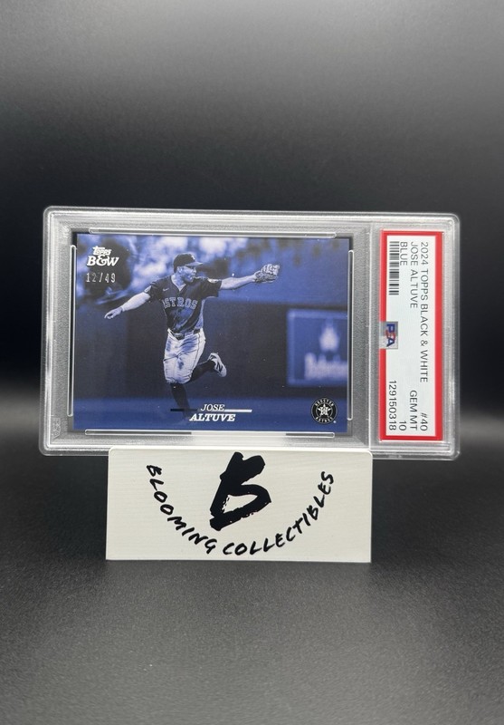Jose Altuve 2024 Topps Black And White Blue /49 #40 PSA GEM 10 Houston Astros