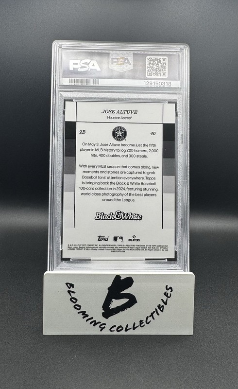Jose Altuve 2024 Topps Black And White Blue /49 #40 PSA GEM 10 Houston Astros view 2