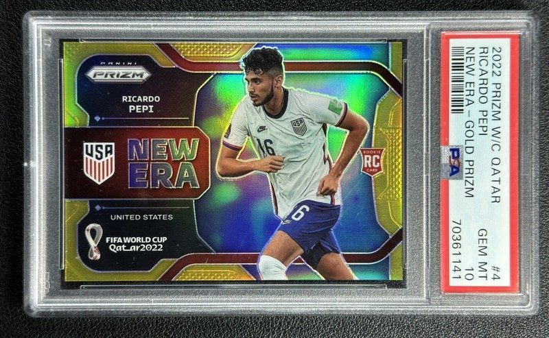 RICARDO PEPI PSA 10 2022 PANINI PRIZM WORLD CUP #4 ROOKIE NEW ERA GOLD RC 1/10