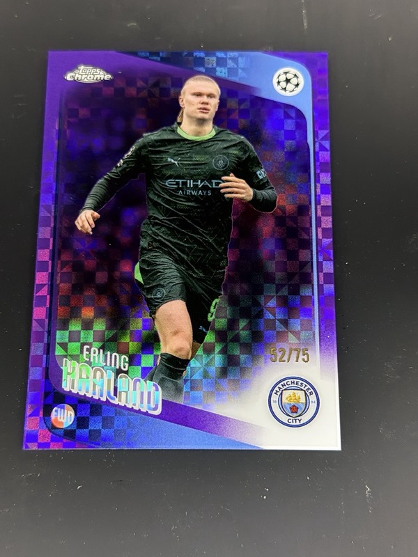 2025-26 Topps Uefa Club Comp - Erling Haaland /75 Purple Geo-X-Fractor Man City
