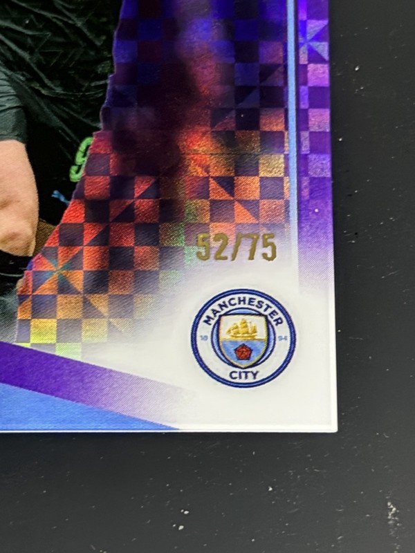 2025-26 Topps Uefa Club Comp - Erling Haaland /75 Purple Geo-X-Fractor Man City view 2