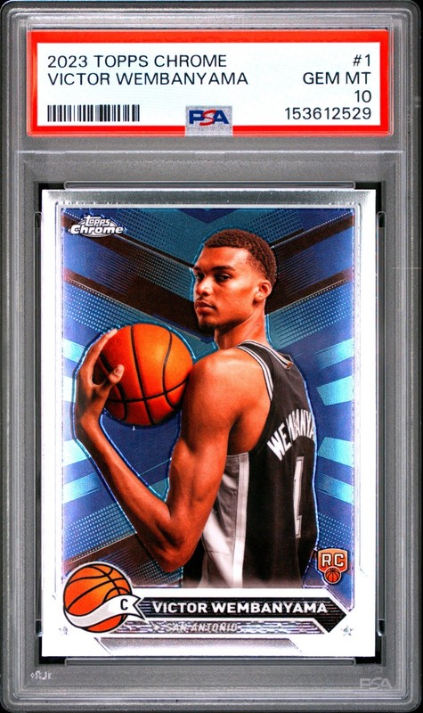 👽 VICTOR WEMBANYAMA — 2023-24 TOPPS CHROME BASKETBALL ROOKIE CARD #1 💎 PSA 10