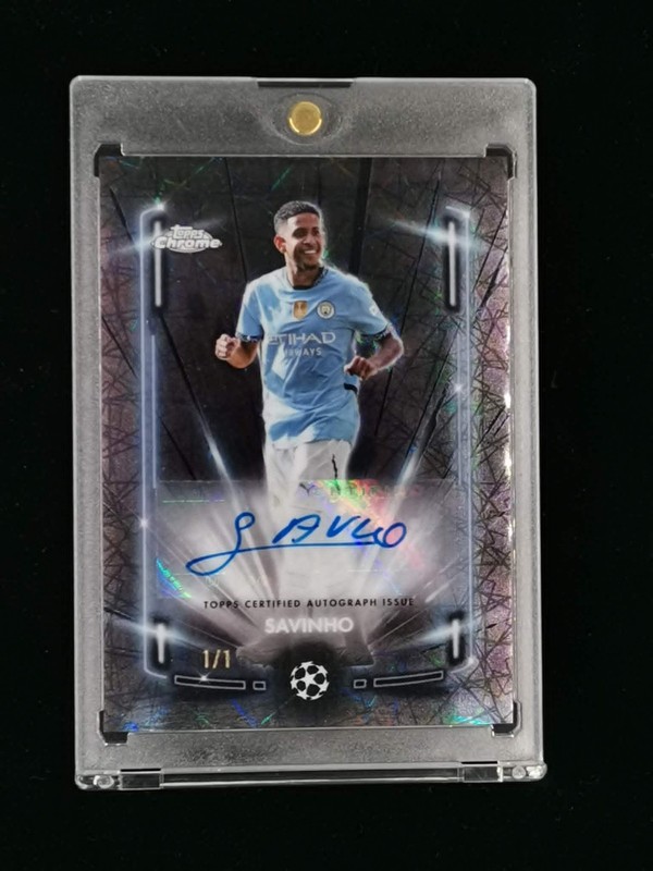 Savinho 2024-25 Topps Chrome UCC Black Lazer Auto 1/1 Man City ofo