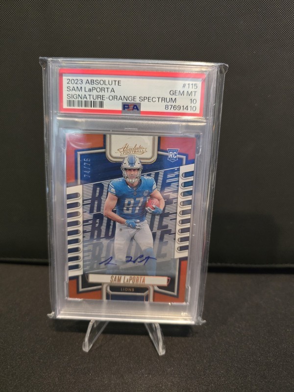 2023 Panini Absolute Sam LaPorta (RC) #115 Orange Spectrum Auto PSA10