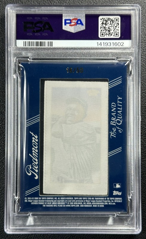 JACKIE ROBINSON PSA 8 2009 TOPPS 206 #207 MINI FRAMED CLOTH 16/50 DODGERS view 2