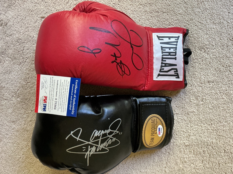 MANNY PACQUIAO FLOYD MAYWEATHER SIGNED BOXING GLOVES PSA/DNA