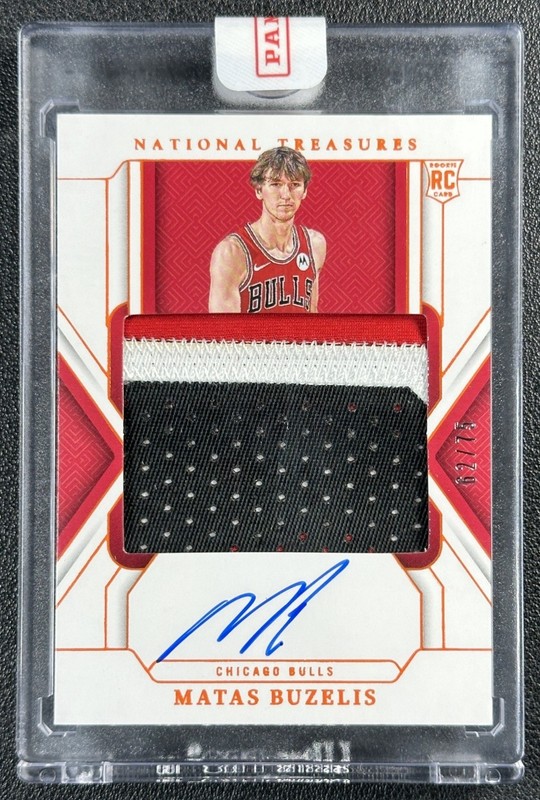 MATAS BUZELIS 2024-25 NATIONAL TREASURES #112 ROOKIE PATCH AUTO ORANGE RC 62/75