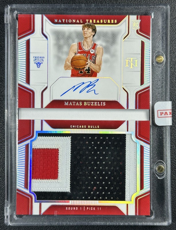 MATAS BUZELIS 2024-25 NATIONAL TREASURES JUMBO JERSEY NUMBER PATCH AUTO RC 8/14