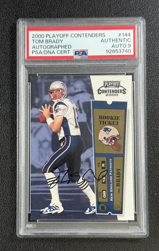 TOM BRADY PSA AUTH 2000 PLAYOFF CONTENDERS #144 ROOKIE RC AUTO PATRIOTS