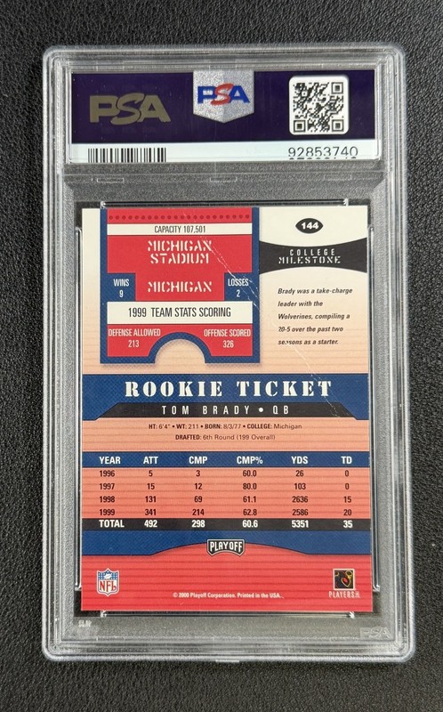 TOM BRADY PSA AUTH 2000 PLAYOFF CONTENDERS #144 ROOKIE RC AUTO PATRIOTS view 2