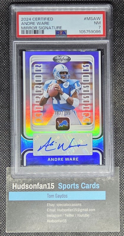 Andre Ware 2024 Panini Certified Mirror Signatures #MS-AW Auto 103/199 PSA 7