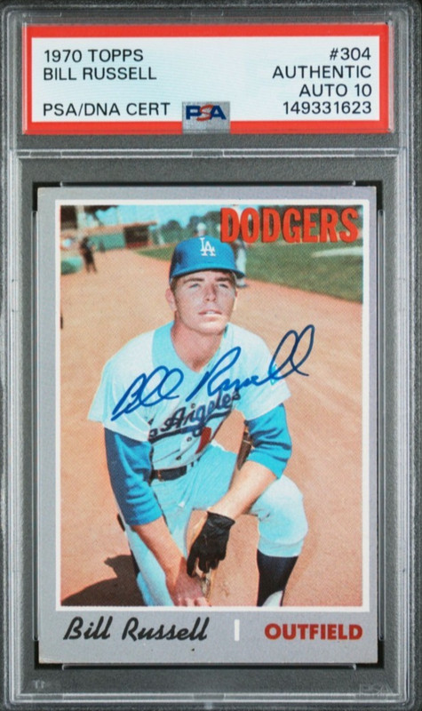 1970 Topps #304 Bill Russell Signed Rookie Card Autograph RC PSA 10 Auto Dodgers