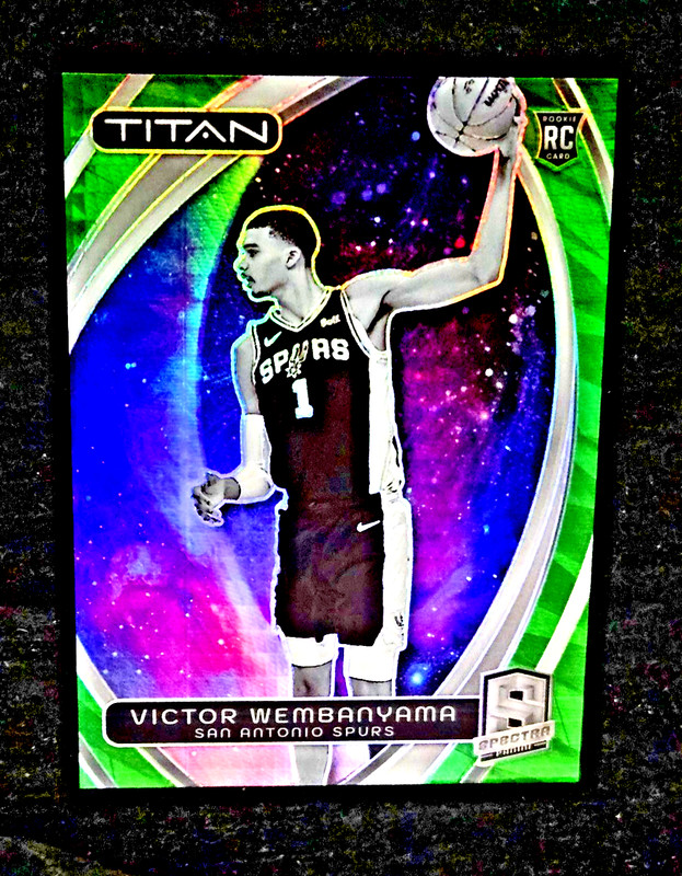 2023-24 Victor Wembanyama Spectra Titan RC Green Hyper Prizm Rookie /75 MINT #8 view 2
