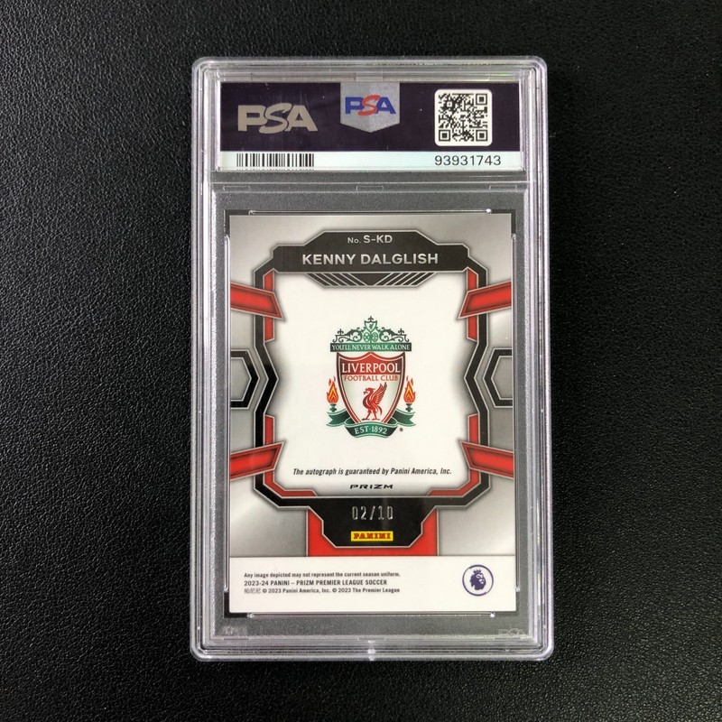 2023-24 Panini Prizm Premier League Signatures Kenny Dalglish /10 PSA 9 Auto 10 view 2