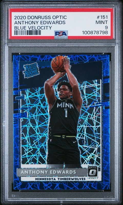 2020 PANINI DONRUSS OPTIC BLUE VELOCITY #151 ANTHONY EDWARDS PSA 9