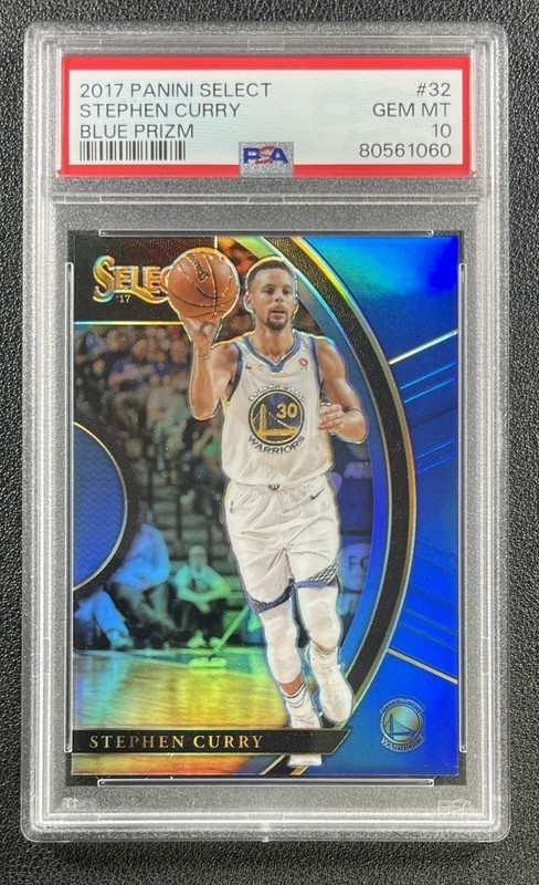 STEPHEN CURRY PSA 10 2017-18 PANINI SELECT #32 BLUE PRIZM CONCOURSE 212/299