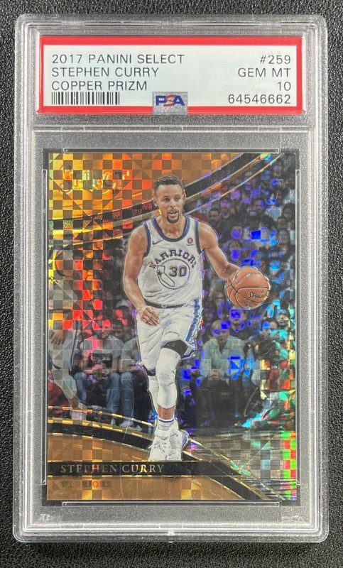 STEPHEN CURRY PSA 10 2017-18 PANINI SELECT #259 COPPER PRIZM COURTSIDE 33/49