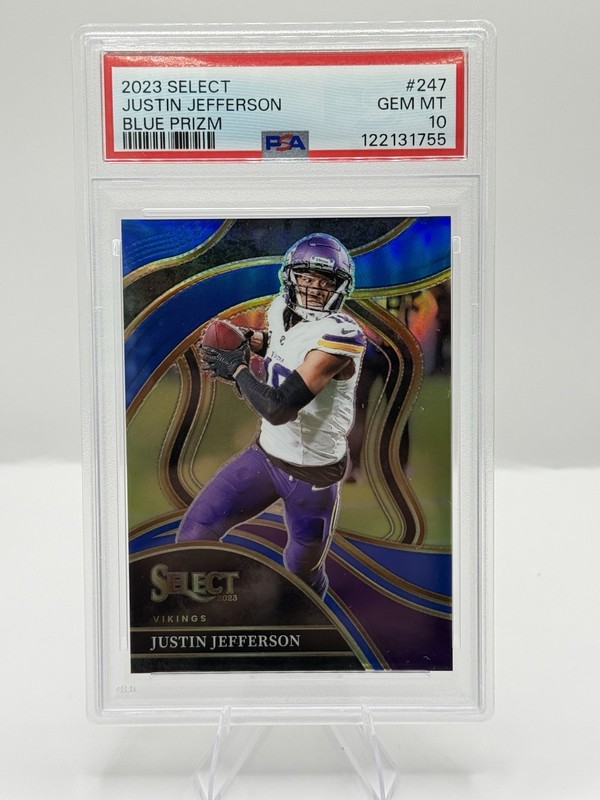 Panini 2023 Select Club Level Justin Jefferson #247 Blue Prizm /99 PSA 10