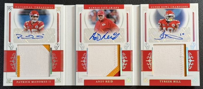 PATRICK MAHOMES REID TYREEK 2025 NATIONAL TREASURES SB CHAMPIONS PATCH AUTO /25