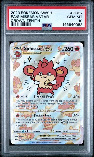 PSA 10 GEM MINT Simisear VSTAR Crown Zenith Full Art Holo 2023 Pokemon GG37
