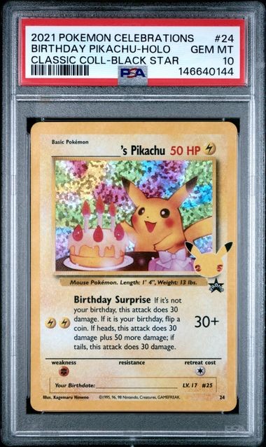 PSA 10 GEM MINT Birthday Pikachu Celebrations Classic Collection 2021 Pokemon 24