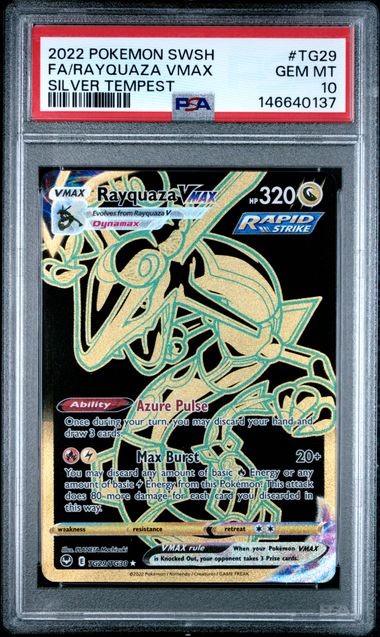 PSA 10 GEM MINT Rayquaza VMAX Silver Tempest Full Art Holo 2022 Pokemon TG29