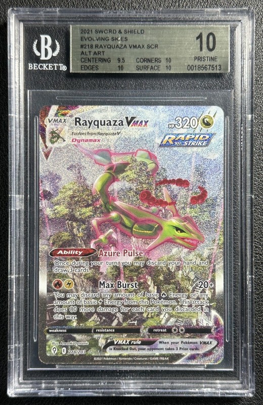 RAYQUAZA VMAX BGS 10 PRISTINE 2021 POKEMON SWSH EVOLVING SKIES #218/203 ALT ART