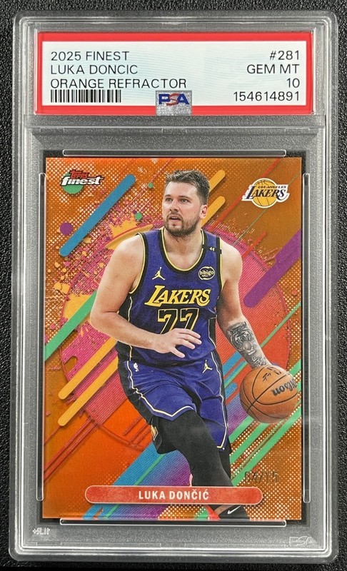 LUKA DONCIC PSA 10 2025-26 TOPPS FINEST #281 RARE ORANGE REFRACTOR 04/15