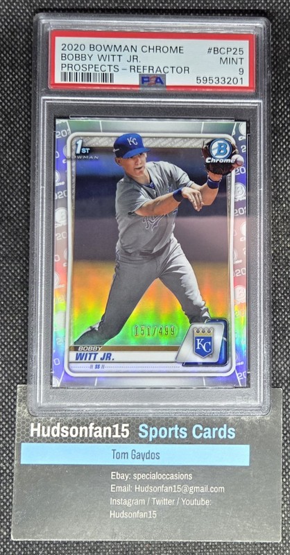 Bobby Witt Jr. 2020 Bowman 1st Chrome #BCP-25 Refractor 151/499 PSA 9 Mint