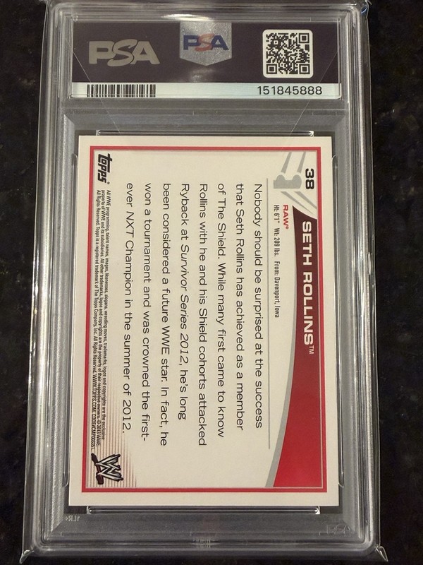 2013 WWE Topps Wrestling Seth Rollins #38 PSA 7 - Real Rookie RC view 2