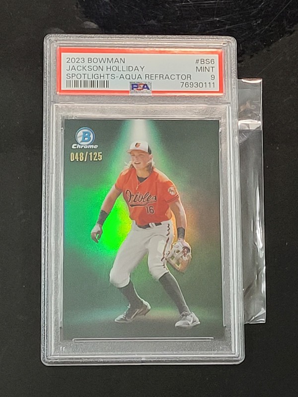 2023 Bowman Chrome Spotlight aqua refractor Jackson Holliday /125 PSA 9 READ
