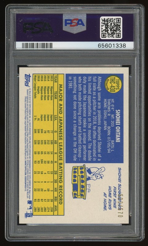2019 Topps Heritage #430 Shohei Ohtani Chrome-Refractor PSA 10 Rookie Cup view 2