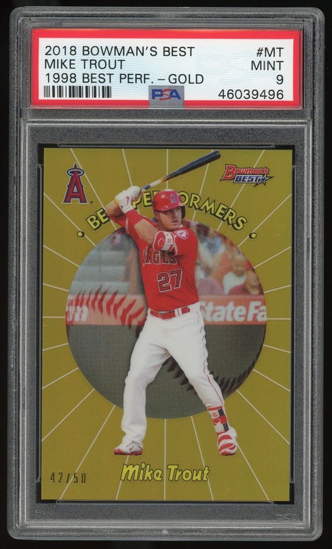 2018 Bowman's Best 1998 Best Performers #MT Mike Trout Gold PSA 9