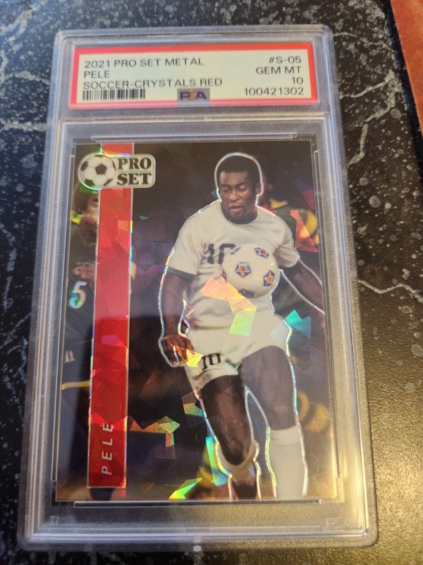 2021 Pro Set Metal Soccer Crystal Red #S05 Pele 47/50 PSA 10 GEM MINT GOAT