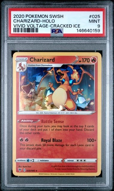 PSA 9 MINT Charizard Vivid Voltage Cracked Ice Holo 2020 Pokemon SWSH 025/185